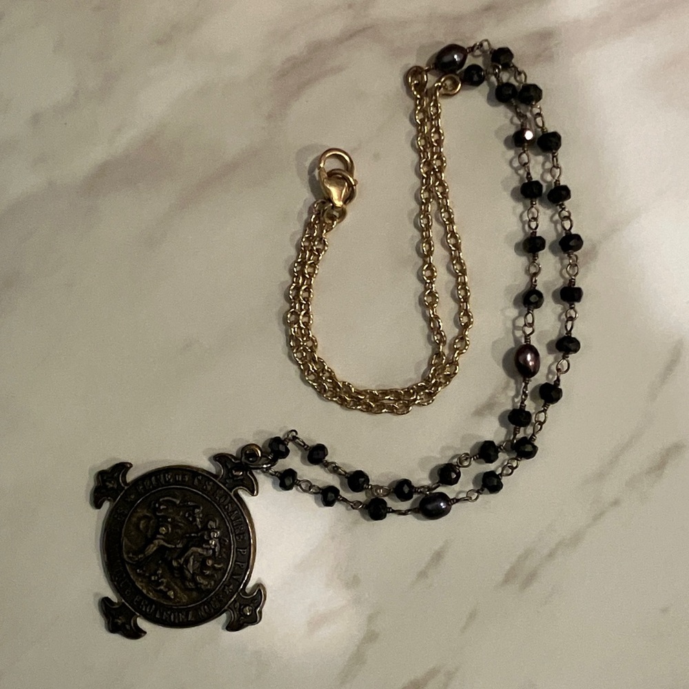 14K Goldfill Religious Medal necklace, Protective Amulet Cross - Picture 10 of 16
